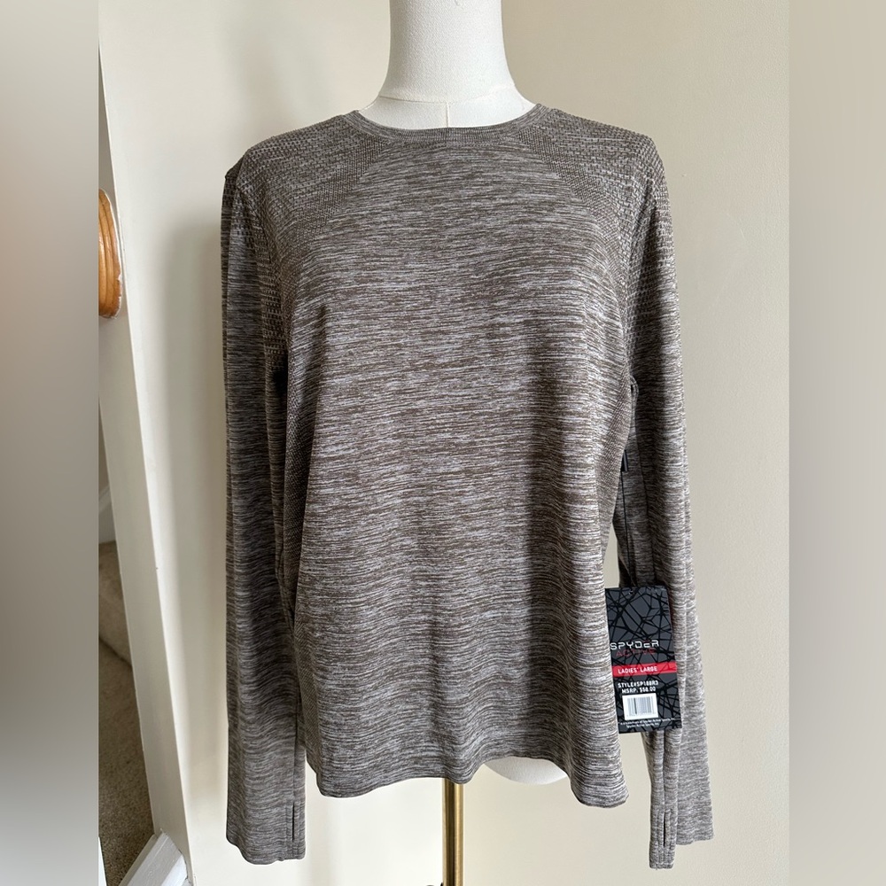 NWT Spyder Active Beige Long Sleeve Shirt - Large - Picture 1 of 11